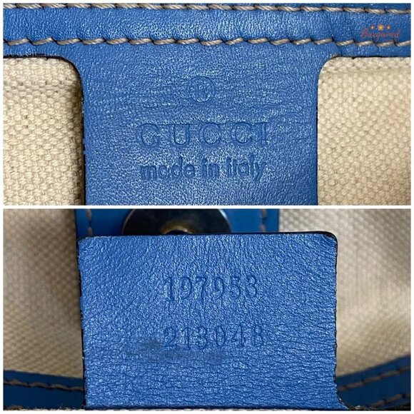 Authentic GUCCI Brown/Blue GG Coated Canvas Joy Medium Tote Bag - Picture 10 of 13